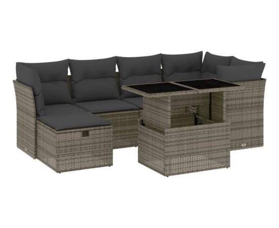 vidaXL 7-cz. zestaw wypoczynkowy do ogrodu, z poduszkami, szary Dārza mēbeļu komplekti