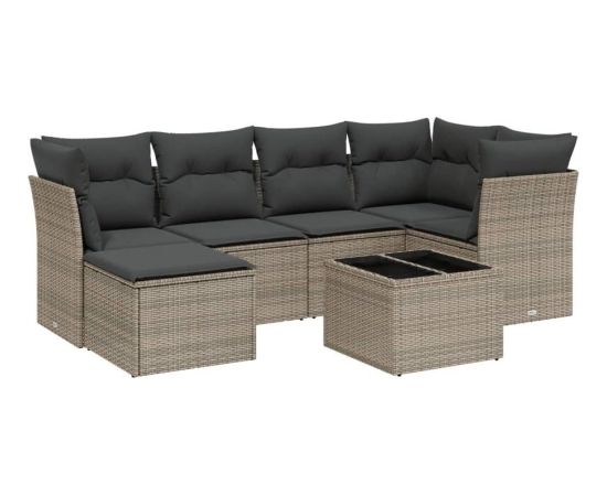 vidaXL 7-cz. zestaw wypoczynkowy do ogrodu, z poduszkami, szary Dārza mēbeļu komplekti