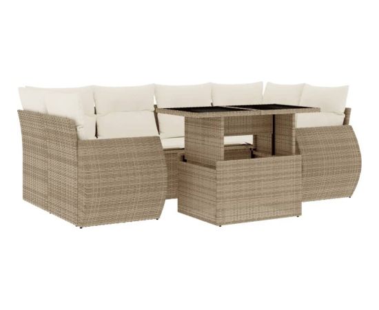 vidaXL 7-cz. zestaw wypoczynkowy do ogrodu, z poduszkami, beżowy Dārza mēbeļu komplekti