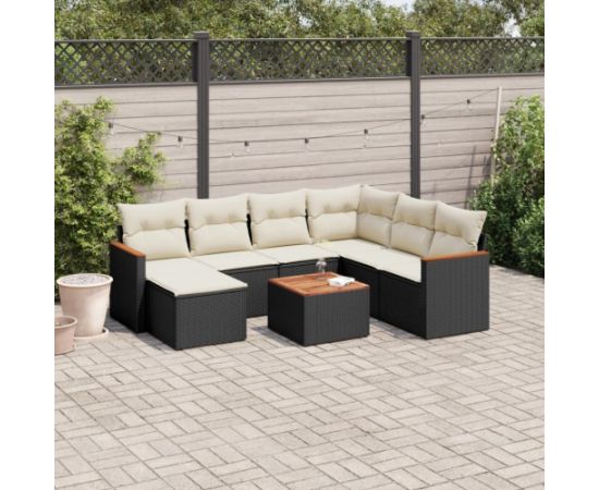 vidaXL 8-cz. zestaw wypoczynkowy do ogrodu, z poduszkami, czarny Dārza mēbeļu komplekti