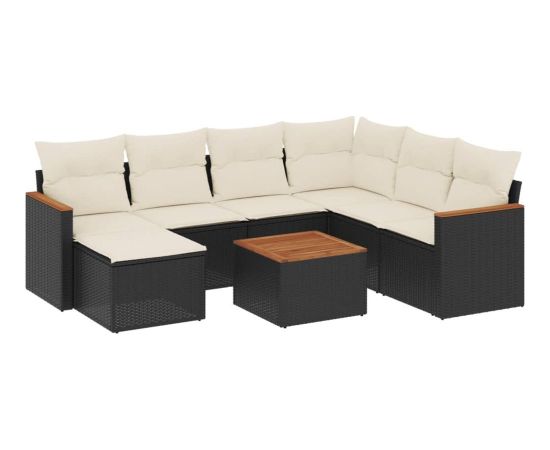 vidaXL 8-cz. zestaw wypoczynkowy do ogrodu, z poduszkami, czarny Dārza mēbeļu komplekti