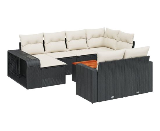 vidaXL 11-cz. zestaw wypoczynkowy do ogrodu, poduszki czarny rattan PE Dārza mēbeļu komplekti