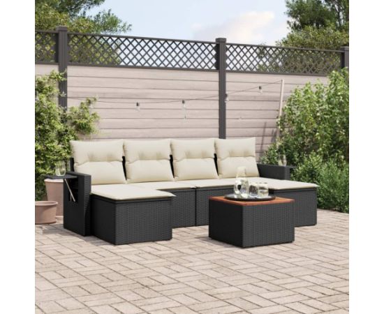 vidaXL 7-cz. zestaw wypoczynkowy do ogrodu, z poduszkami, czarny Dārza mēbeļu komplekti