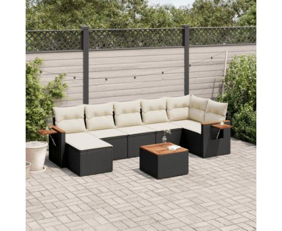 vidaXL 8-cz. zestaw wypoczynkowy do ogrodu, z poduszkami, czarny Dārza mēbeļu komplekti