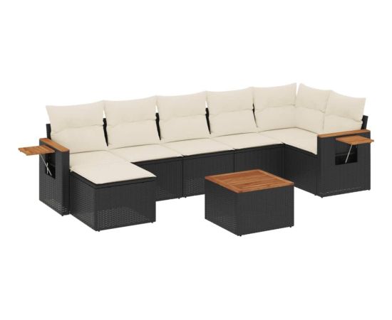 vidaXL 8-cz. zestaw wypoczynkowy do ogrodu, z poduszkami, czarny Dārza mēbeļu komplekti