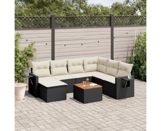 vidaXL 8-cz. zestaw wypoczynkowy do ogrodu, z poduszkami, czarny Dārza mēbeļu komplekti