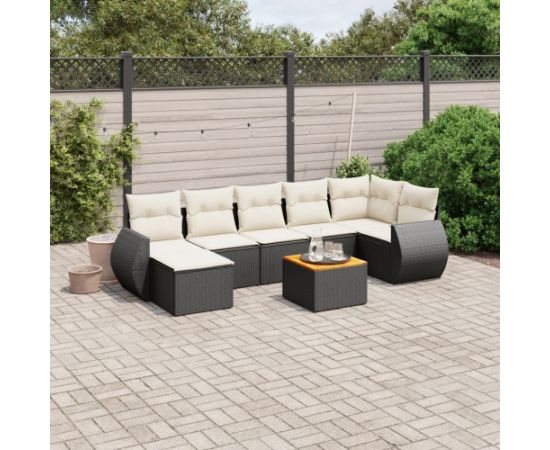 vidaXL 8-cz. zestaw wypoczynkowy do ogrodu, z poduszkami, czarny Dārza mēbeļu komplekti