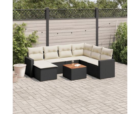 vidaXL 8-cz. zestaw wypoczynkowy do ogrodu, z poduszkami, czarny Dārza mēbeļu komplekti