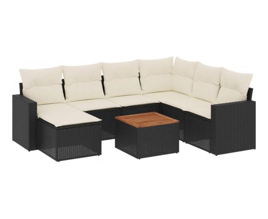 vidaXL 8-cz. zestaw wypoczynkowy do ogrodu, z poduszkami, czarny Dārza mēbeļu komplekti