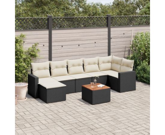 vidaXL 8-cz. zestaw wypoczynkowy do ogrodu, z poduszkami, czarny Dārza mēbeļu komplekti