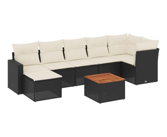 vidaXL 8-cz. zestaw wypoczynkowy do ogrodu, z poduszkami, czarny Dārza mēbeļu komplekti