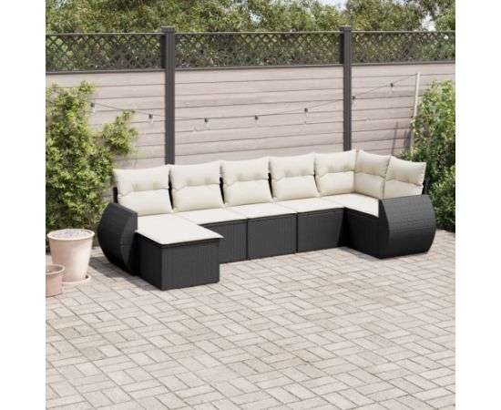 vidaXL 8-cz. zestaw wypoczynkowy do ogrodu, z poduszkami, czarny Dārza mēbeļu komplekti