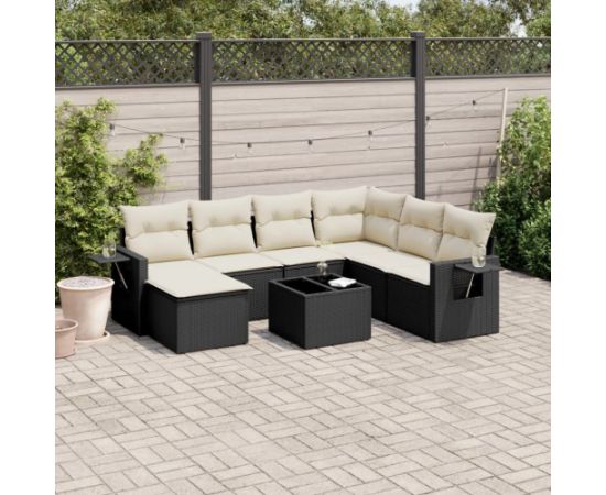 vidaXL 8-cz. zestaw wypoczynkowy do ogrodu, z poduszkami, czarny Dārza mēbeļu komplekti