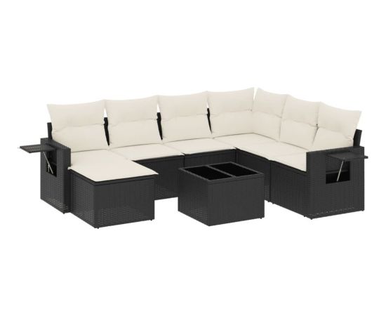 vidaXL 8-cz. zestaw wypoczynkowy do ogrodu, z poduszkami, czarny Dārza mēbeļu komplekti