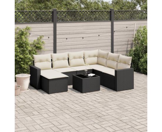 vidaXL 8-cz. zestaw wypoczynkowy do ogrodu, z poduszkami, czarny Dārza mēbeļu komplekti