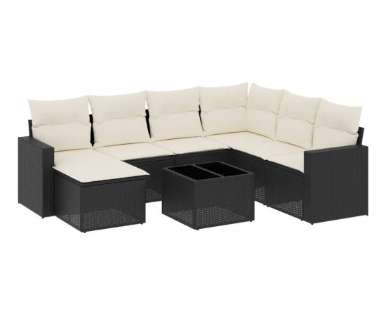 vidaXL 8-cz. zestaw wypoczynkowy do ogrodu, z poduszkami, czarny Dārza mēbeļu komplekti