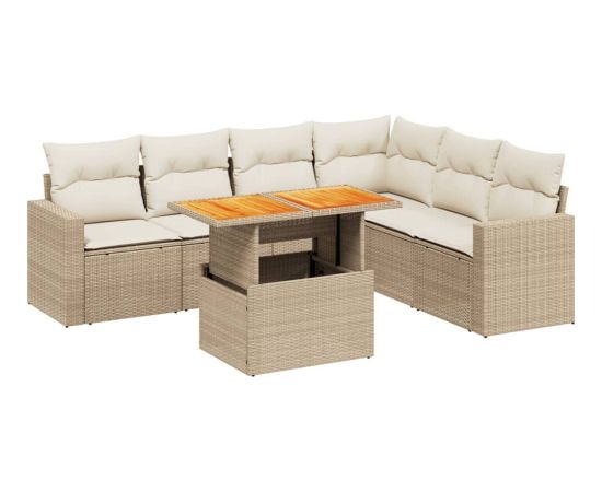 vidaXL vidaXL 7-cz. zestaw wypoczynkowy do ogrodu, z poduszkami, beżowy Dārza mēbeļu komplekti