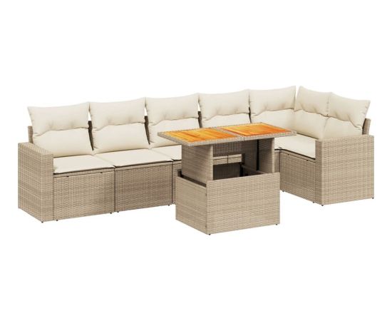 vidaXL vidaXL 7-cz. zestaw wypoczynkowy do ogrodu, z poduszkami, beżowy Dārza mēbeļu komplekti