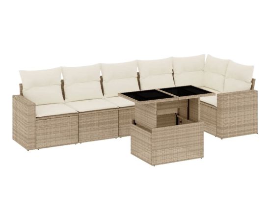 vidaXL vidaXL 7-cz. zestaw wypoczynkowy do ogrodu, z poduszkami, beżowy Dārza mēbeļu komplekti