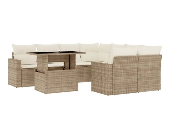 vidaXL 9-cz. zestaw mebli ogrodowych z poduszkami, beżowy, polirattan Dārza mēbeļu komplekti