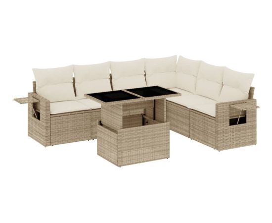 vidaXL vidaXL 7-cz. zestaw wypoczynkowy do ogrodu, z poduszkami, beżowy Dārza mēbeļu komplekti