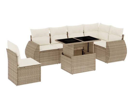 vidaXL vidaXL 7-cz. zestaw wypoczynkowy do ogrodu, z poduszkami, beżowy Dārza mēbeļu komplekti