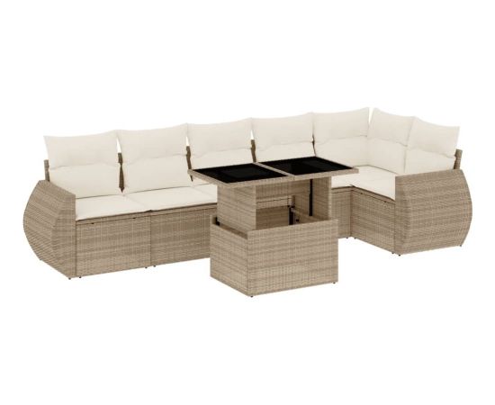 vidaXL vidaXL 7-cz. zestaw wypoczynkowy do ogrodu, z poduszkami, beżowy Dārza mēbeļu komplekti