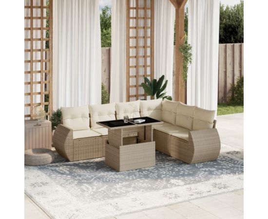 vidaXL vidaXL 7-cz. zestaw wypoczynkowy do ogrodu, z poduszkami, beżowy Dārza mēbeļu komplekti