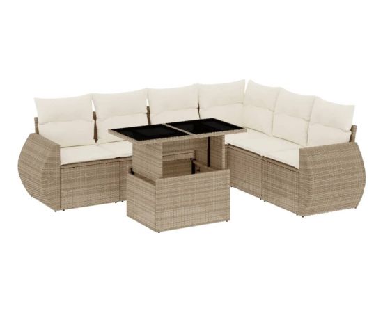 vidaXL vidaXL 7-cz. zestaw wypoczynkowy do ogrodu, z poduszkami, beżowy Dārza mēbeļu komplekti