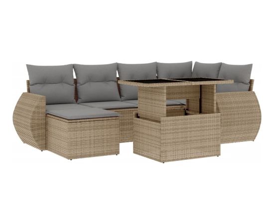 vidaXL vidaXL 7-cz. zestaw wypoczynkowy do ogrodu, z poduszkami, beżowy Dārza mēbeļu komplekti