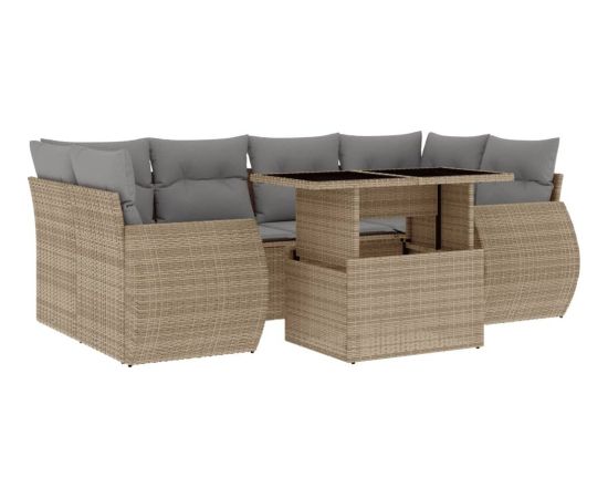 vidaXL vidaXL 7-cz. zestaw wypoczynkowy do ogrodu, z poduszkami, beżowy Dārza mēbeļu komplekti