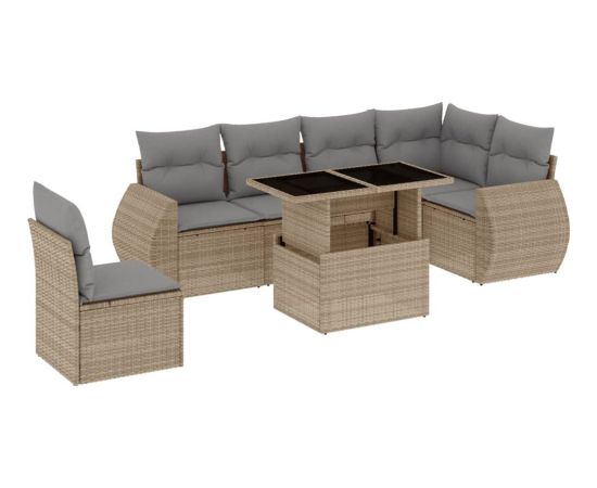 vidaXL vidaXL 7-cz. zestaw wypoczynkowy do ogrodu, z poduszkami, beżowy Dārza mēbeļu komplekti