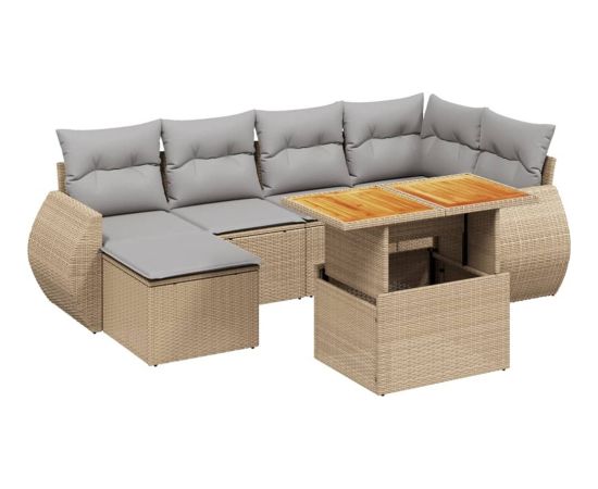 vidaXL vidaXL 7-cz. zestaw wypoczynkowy do ogrodu, z poduszkami, beżowy Dārza mēbeļu komplekti