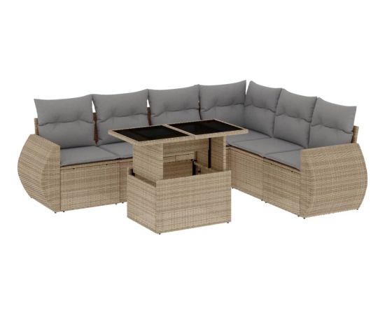 vidaXL vidaXL 7-cz. zestaw wypoczynkowy do ogrodu, z poduszkami, beżowy Dārza mēbeļu komplekti