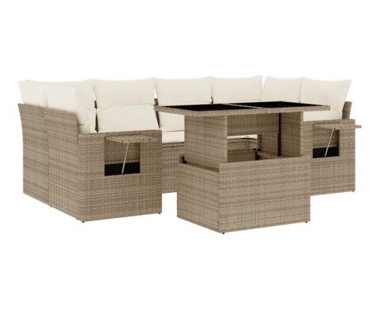 vidaXL vidaXL 7-cz. zestaw wypoczynkowy do ogrodu, z poduszkami, beżowy Dārza mēbeļu komplekti