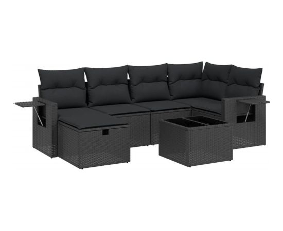 vidaXL vidaXL 7-cz. zestaw wypoczynkowy do ogrodu, z poduszkami, czarny Dārza mēbeļu komplekti