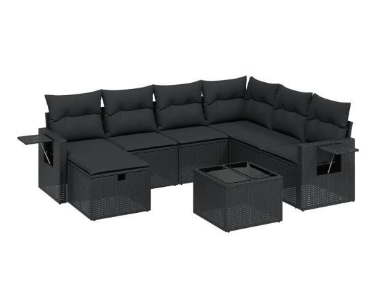 vidaXL vidaXL 8-cz. zestaw wypoczynkowy do ogrodu, z poduszkami, czarny Dārza mēbeļu komplekti