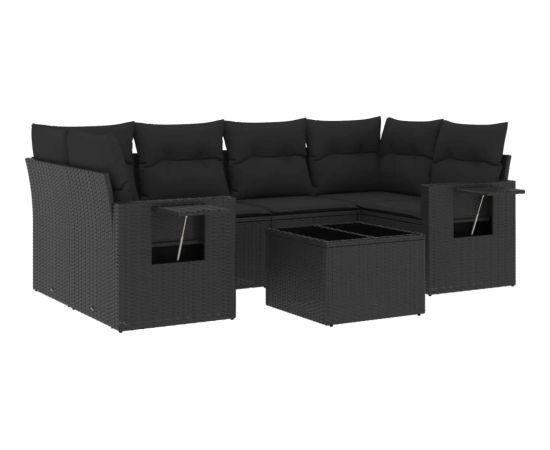 vidaXL vidaXL 7-cz. zestaw wypoczynkowy do ogrodu, z poduszkami, czarny Dārza mēbeļu komplekti