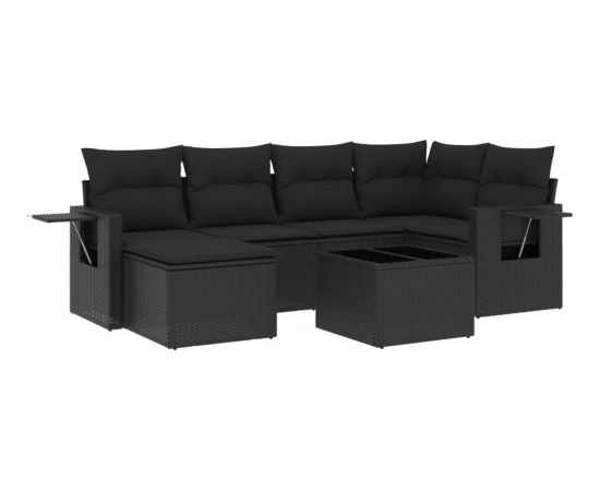 vidaXL vidaXL 7-cz. zestaw wypoczynkowy do ogrodu, z poduszkami, czarny Dārza mēbeļu komplekti