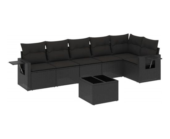 vidaXL vidaXL 7-cz. zestaw wypoczynkowy do ogrodu, z poduszkami, czarny Dārza mēbeļu komplekti