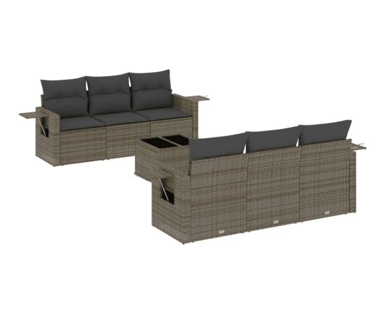 vidaXL vidaXL 7-cz. zestaw wypoczynkowy do ogrodu, z poduszkami, szary Dārza mēbeļu komplekti