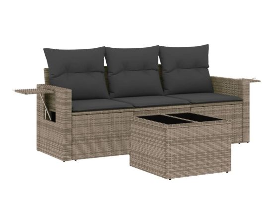 vidaXL vidaXL 4-cz. zestaw wypoczynkowy do ogrodu, poduszki, szary, rattan PE Dārza mēbeļu komplekti