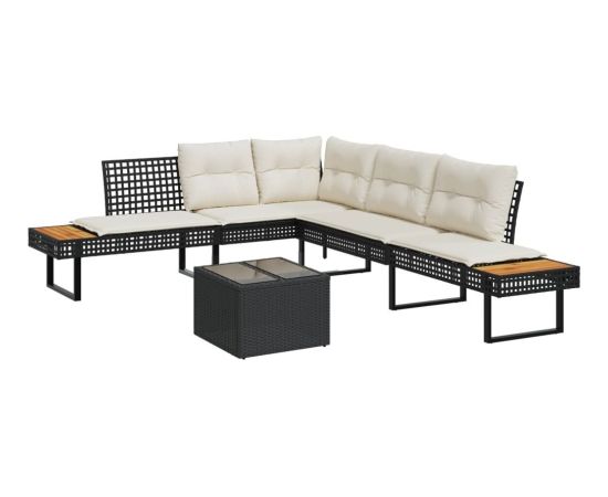 vidaXL 2-cz. zestaw mebli ogrodowych z poduszkami, czarny Dārza mēbeļu komplekti