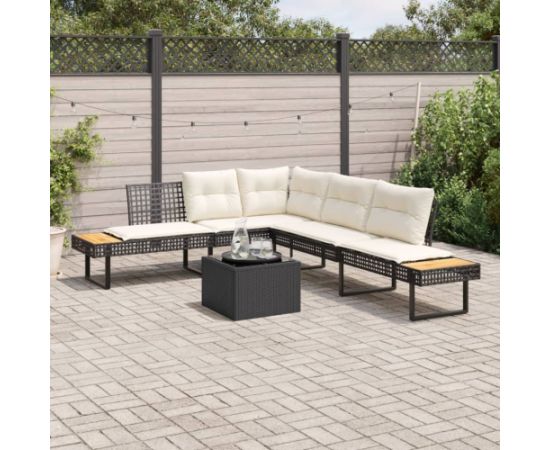 vidaXL 2-cz. zestaw mebli ogrodowych z poduszkami, czarny Dārza mēbeļu komplekti