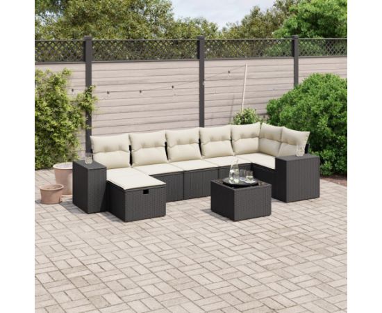 vidaXL 8-cz. zestaw wypoczynkowy do ogrodu, z poduszkami, czarny Dārza mēbeļu komplekti