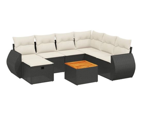 vidaXL 8-cz. zestaw wypoczynkowy do ogrodu, z poduszkami, czarny Dārza mēbeļu komplekti