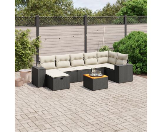 vidaXL 8-cz. zestaw wypoczynkowy do ogrodu, z poduszkami, czarny Dārza mēbeļu komplekti