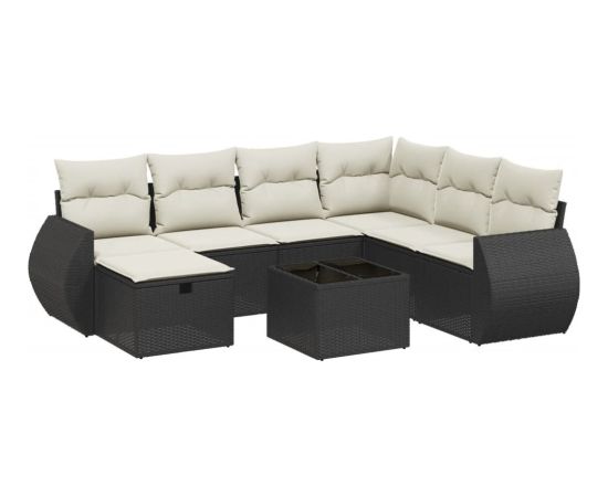 vidaXL 8-cz. zestaw wypoczynkowy do ogrodu, z poduszkami, czarny Dārza mēbeļu komplekti