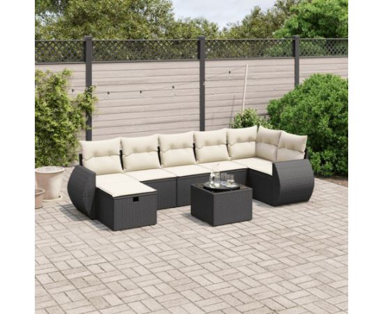 vidaXL 8-cz. zestaw wypoczynkowy do ogrodu, z poduszkami, czarny Dārza mēbeļu komplekti