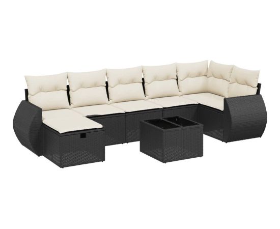 vidaXL 8-cz. zestaw wypoczynkowy do ogrodu, z poduszkami, czarny Dārza mēbeļu komplekti